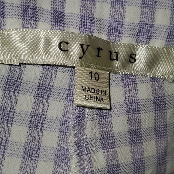 CYRUS Purple and White Gingham Plaid High Rise Cropped Pants Plus Size 10 - Picture 2 of 3